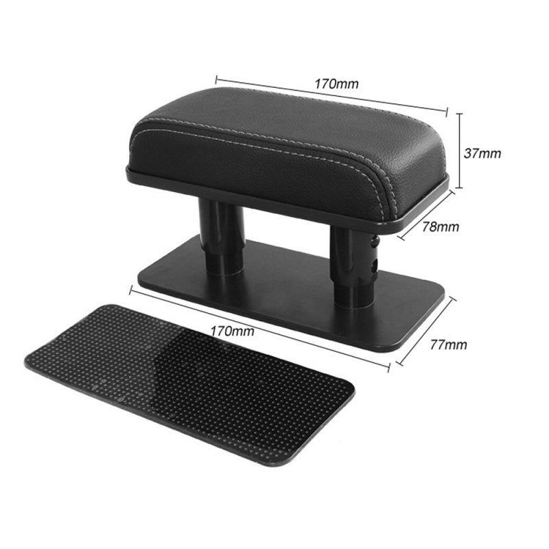 Car Armrest Pad: Black With White Line, Ergonomic Design, Adjustable 3-Level Height - Premium PU Leather Memory Foam, Anti-Slip Washable Armrest Cushion for Most Car Models Front Rear Seats - Image 5