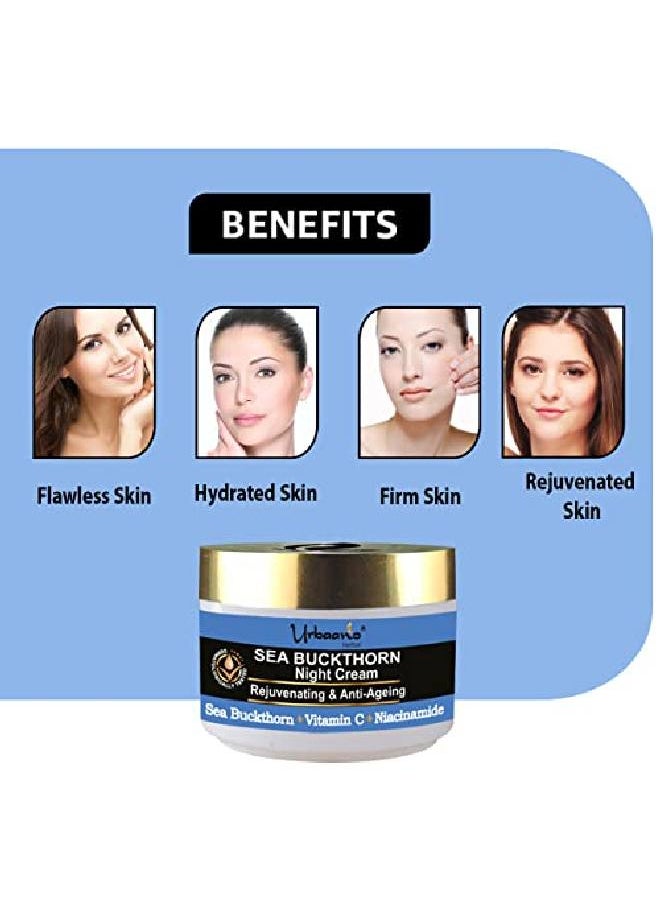 Urbaano herbal Sea Buckthorn Vitamin C Cream | Rejuvenating Night Cream | Restore Glow Face Cream | Over Night Replenish | Reduce Fine Lines & Wrinkles | Niacinamide 50 gm  - Image 3
