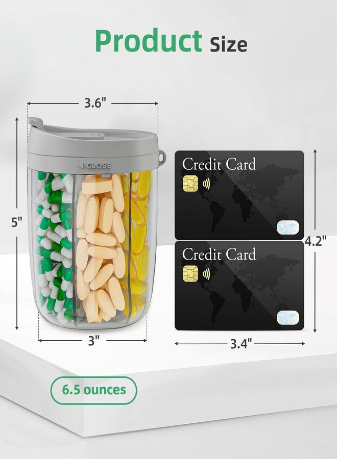 PULIV Large Supplement Organizer Bottle, Holds Plenty of 6 Various Vitamins in 1 Pill Dispenser with Anti-Mixing & Wide Openings Design, Easy to Retrieve Meds, Includes 20 Pcs Stick-on Labels Gray - Image 5