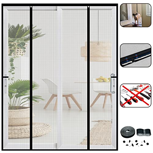 CHIYUNS Double Door Mesh Screen Magnetic Closure Heavy Duty for Sliding Door 60" x 80" Extra Long Magnet Bug Screens for French Doors, Self Closing Fiberglass Mosquito Net for Doorway, Keep Bugs Out - Image 1
