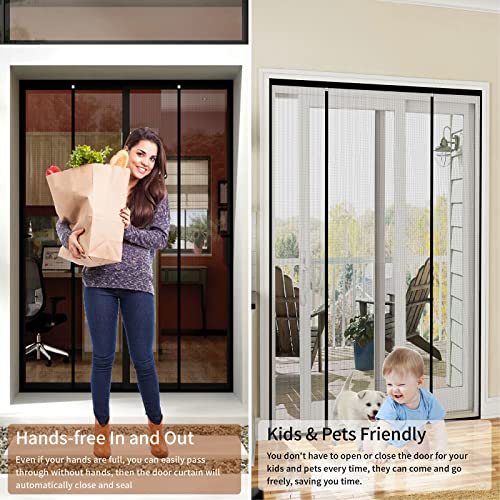CHIYUNS Double Door Mesh Screen Magnetic Closure Heavy Duty for Sliding Door 60" x 80" Extra Long Magnet Bug Screens for French Doors, Self Closing Fiberglass Mosquito Net for Doorway, Keep Bugs Out - Image 3