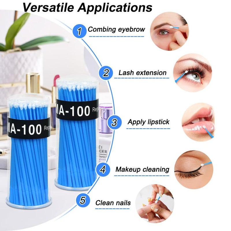 KANISYA 100 PCS Micro Applicators Brush for Makeup and Personal Care Micro Brushes for Eyelash Extensions Makeup Brushes for DentalOralMicroswab Applicator Lashes Micro Mascara 25mm - Image 4