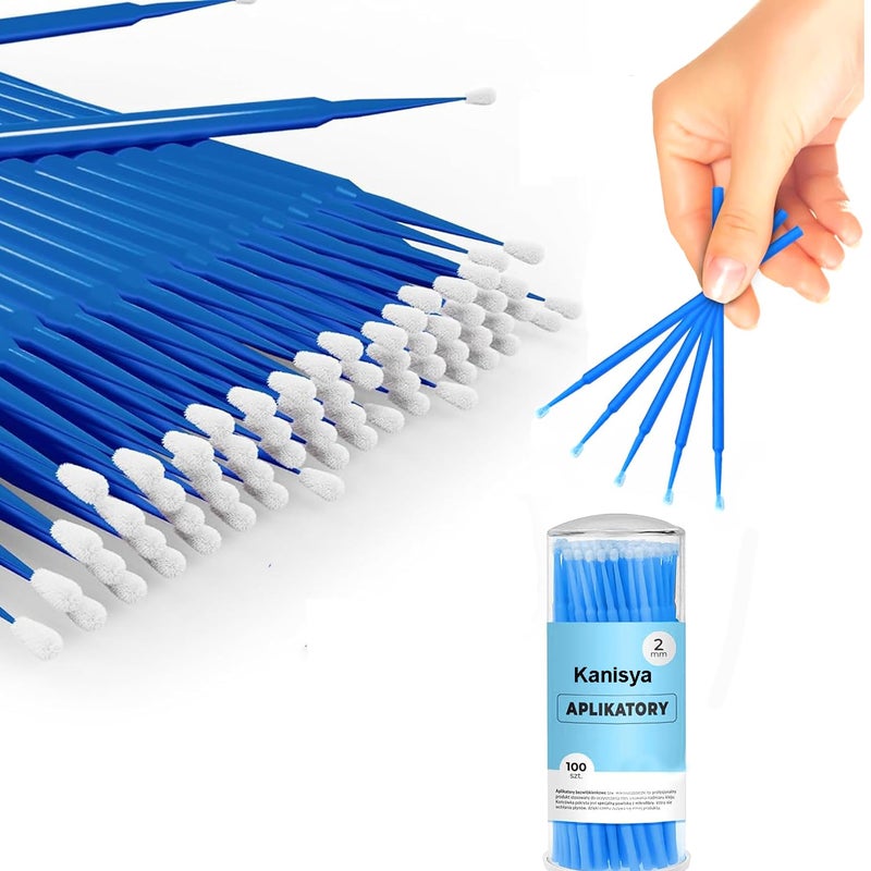 KANISYA 100 PCS Micro Applicators Brush for Makeup and Personal Care Micro Brushes for Eyelash Extensions Makeup Brushes for DentalOralMicroswab Applicator Lashes Micro Mascara 25mm - Image 1