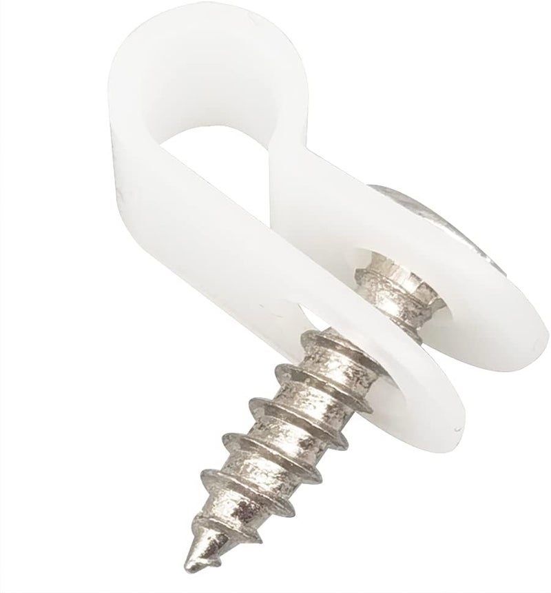 Alamic Cable Clamp R-Type Cable Clip Wire Clamp 3/16" Nylon Screw Mounting Cord Fastener Clips with Screws for Wire Management - White - 50 Pcs - Image 5