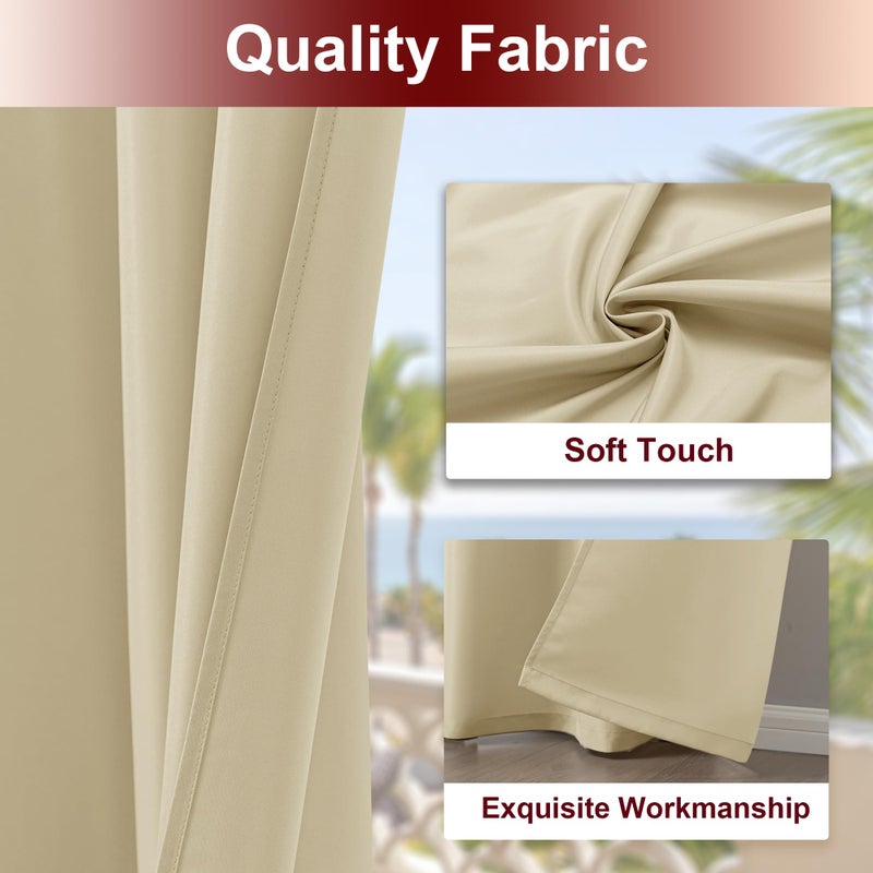 HolidayIdeas Grommet Outdoor Curtains for Patio Waterproof 8 Pcs All Weather Balcony Outside Curtain Drapes for Apartments, Gazebo, Pergolas, Porch, 54x84 Inch, Cream - Image 4