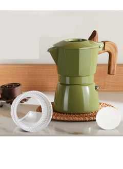 Furtey Creative Coffee Pot ,Double-valve Ceramic-Coated Mocha Coffee Machine, Espresso Equipment, Household Moka Pot , Extraction Coffee Pot for Outdoor Use 150ml Induction Cooker Available, Jungle Green  - Image 1