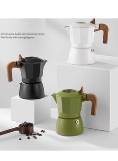 Furtey Creative Coffee Pot ,Double-valve Ceramic-Coated Mocha Coffee Machine, Espresso Equipment, Household Moka Pot , Extraction Coffee Pot for Outdoor Use 150ml Induction Cooker Available, Jungle Green  - Image 3