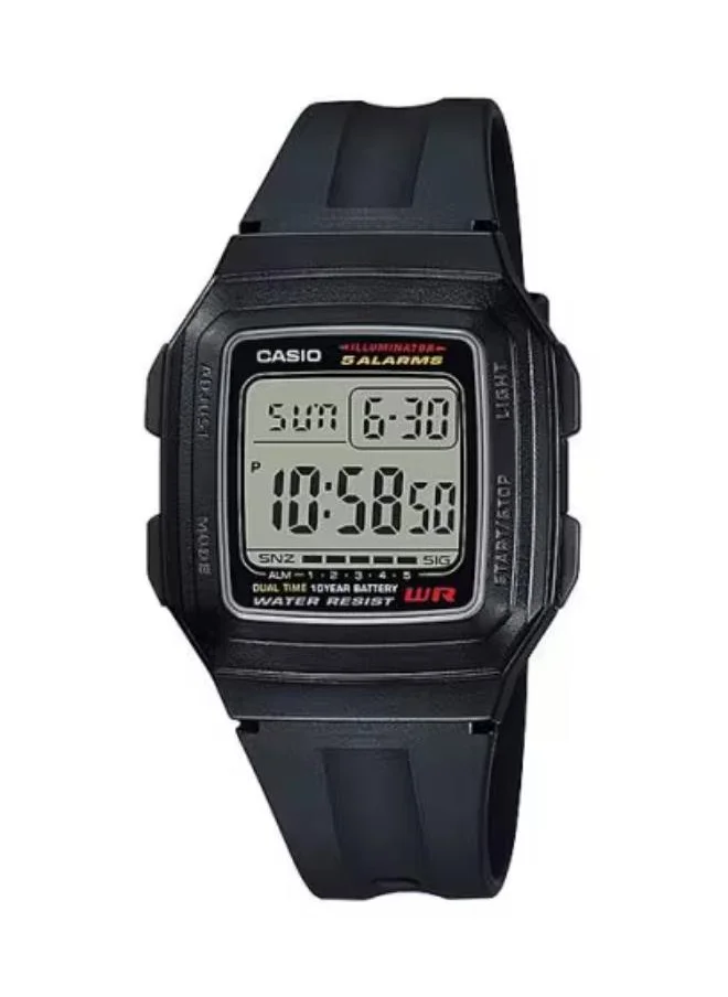 كاسيو Men's Digital Display Watch With Black Resin Strap - F-201WA-1A