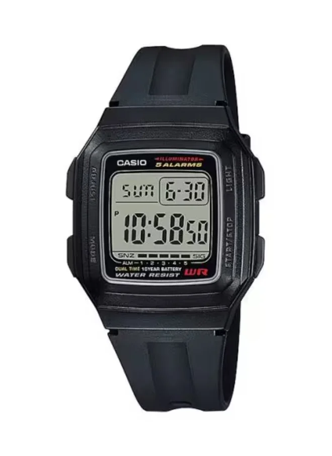 كاسيو Men's Resin Digital Watch F-201WA-1A - 34 mm