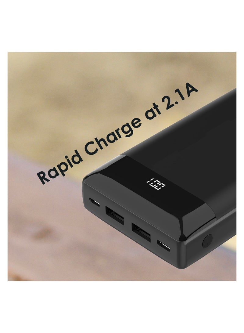 Energizer 20000 mAh Max Rapid Charging Power Bank With Dual USB-A Outputs, Dual Inputs, Micro-USB And Type-C And LCD Display Black - Image 2
