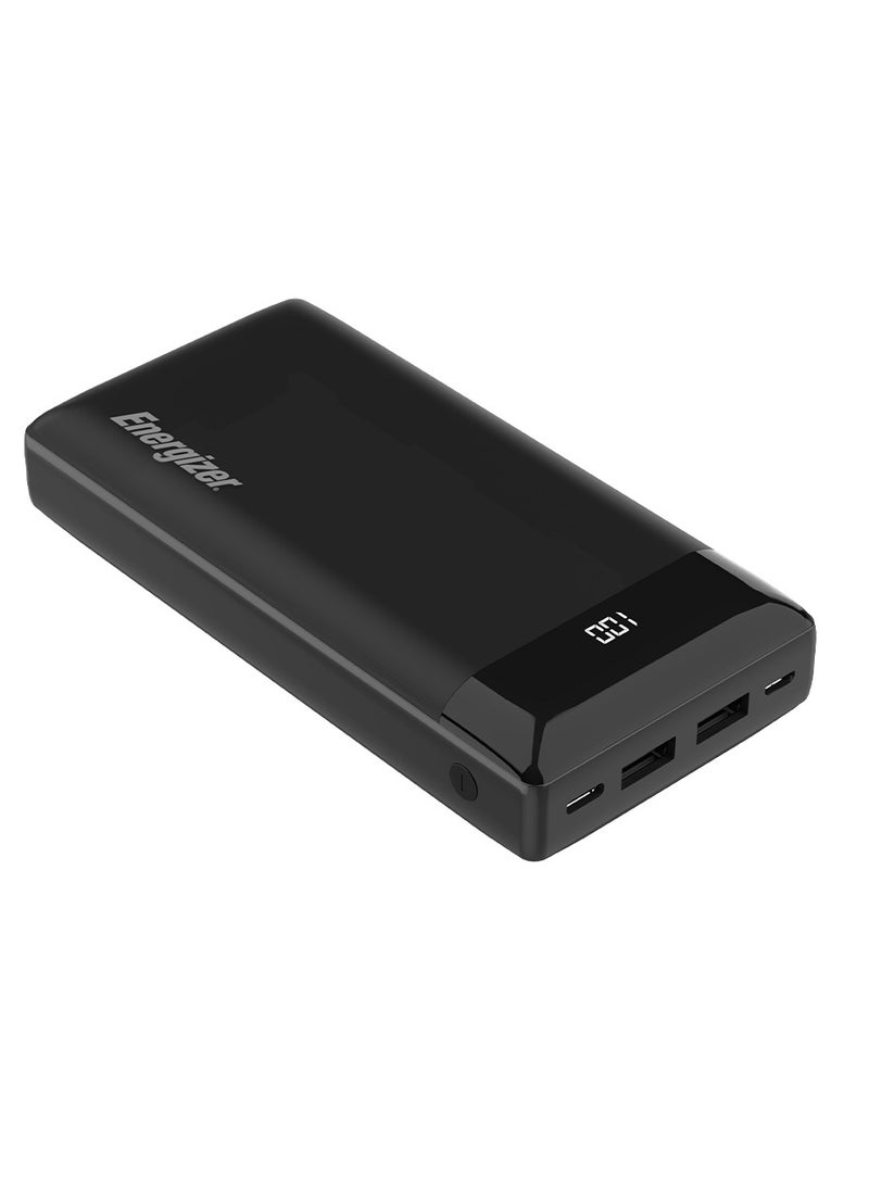 Energizer 20000 mAh Max Rapid Charging Power Bank With Dual USB-A Outputs, Dual Inputs, Micro-USB And Type-C And LCD Display Black - Image 1
