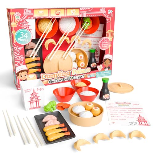 Lollipop Dumpling Palace Chinese Food Playset for Kids 34Piece Set for Toddlers 3 Gourmet Play Kitchen with Realistic Food Items for Creative Play and Learning - Image 1