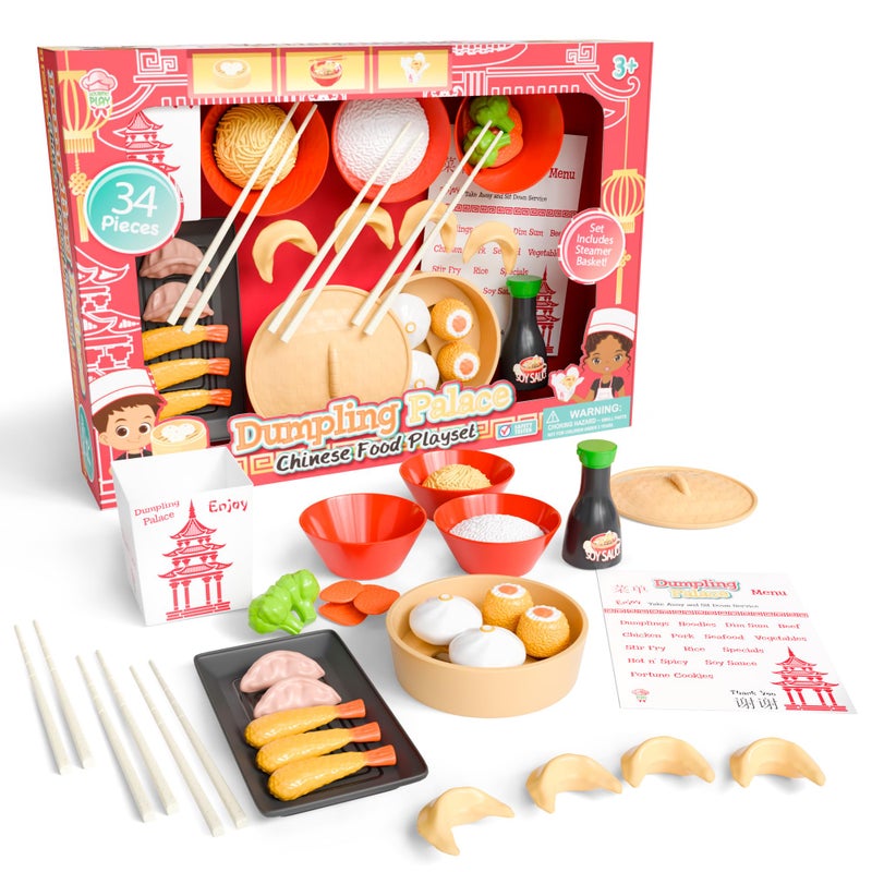 Lollipop Dumpling Palace Chinese Food Playset for Kids 34Piece Set for Toddlers 3 Gourmet Play Kitchen with Realistic Food Items for Creative Play and Learning - Image 3