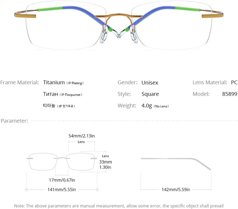 FONEX Titanium Glasses Frame,Rimless Frameless Optical Eyewear Eyeglasses for Men and Women F85634 - Image 3