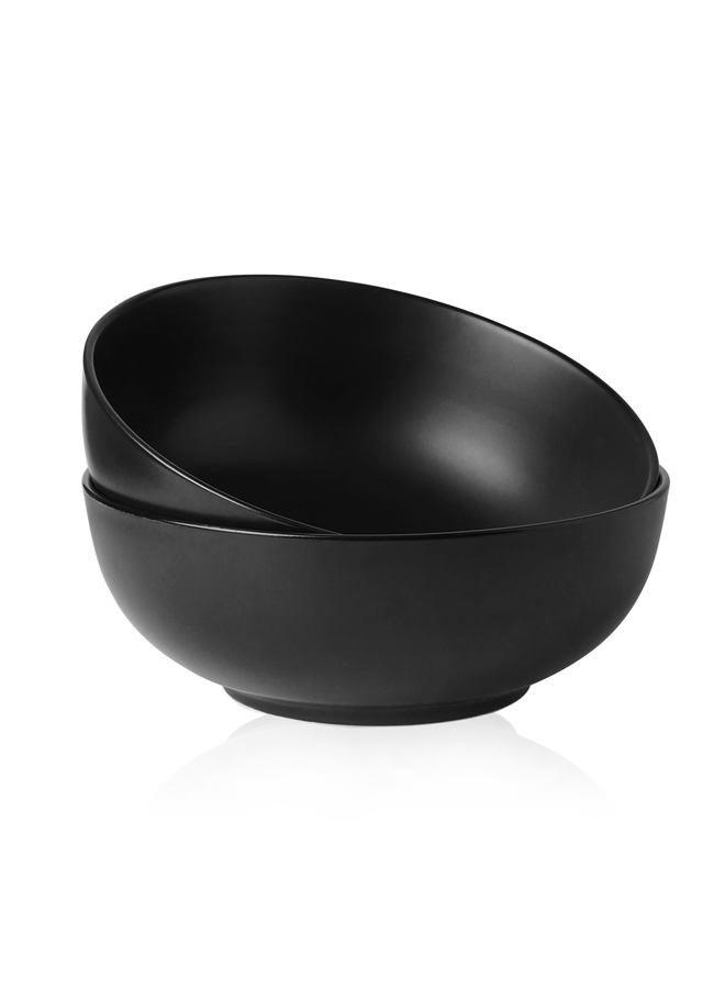 Kanwone Large Serving Bowls - 9.5 inch, 90oz Porcelain Salad Bowls, Pasta, Soup Bowls, Set of 2, Serving Dishes for Entertaining, Microwave and Dishwasher Safe, Matte Black - Image 1