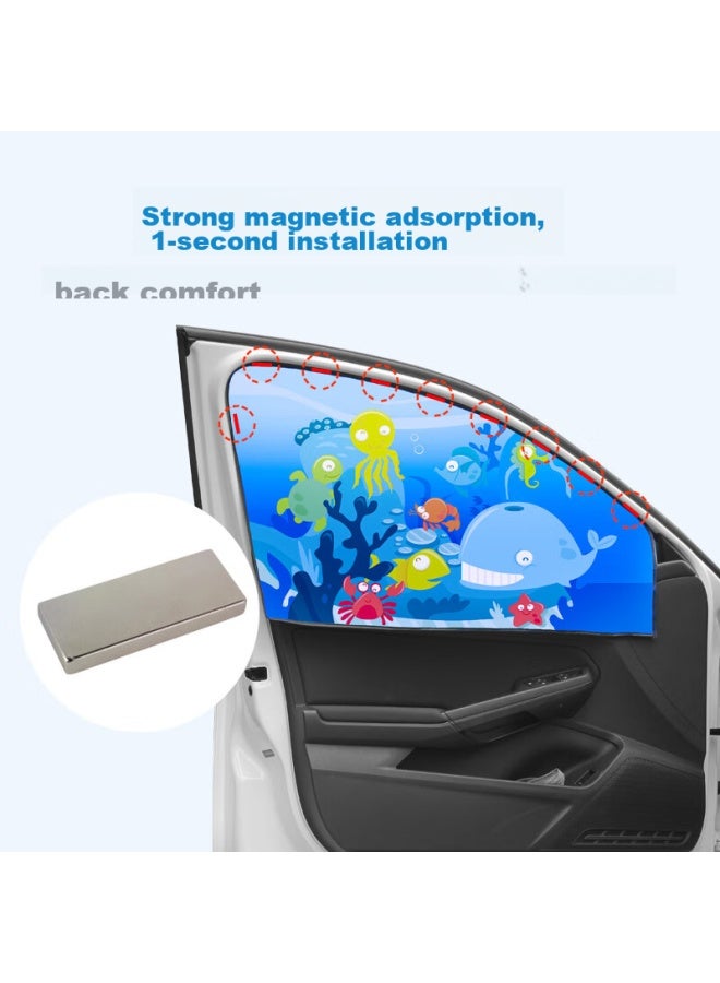 DiGallen Digalun Privacy Car Curtain, Magnetic Creative Cartoon Children's In-car Window Sunshade, Sun Protection Heat Insulation Automatic Retractable Car Side Window Shade - Single Piece For Rear Side Window - Image 2