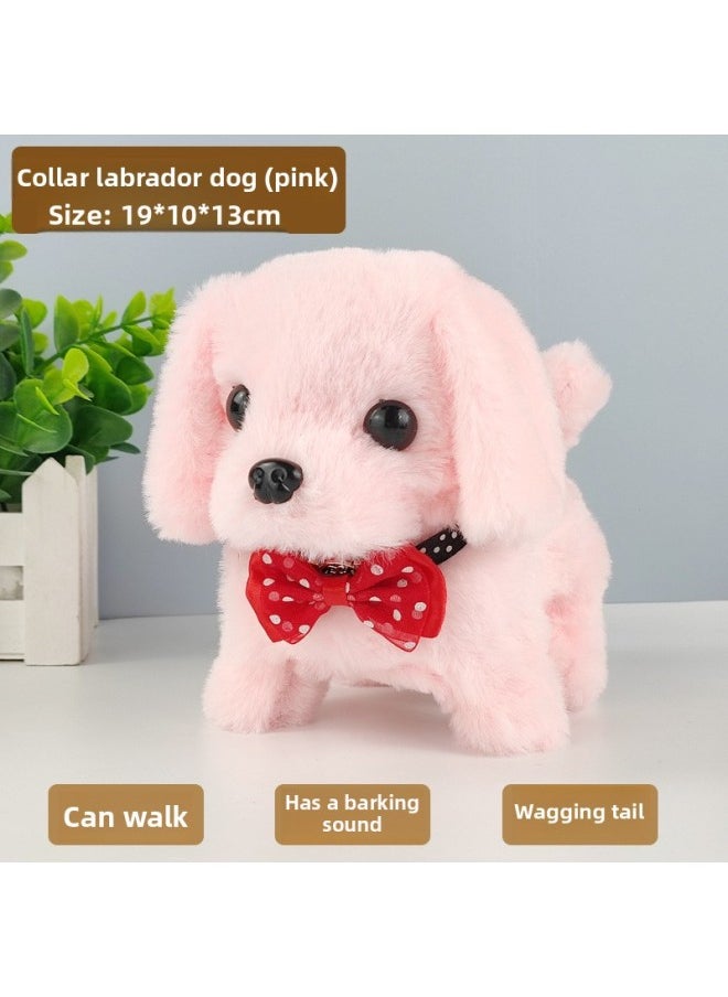 A Generation Of Plush Electric Puppies Can Walk, Bark, Wag Their Tails And Nod, Electric Puppies Stall Toy Dogs-Color:Bow Tie Labrador [pink] Accessories-Specification:Rechargeable Battery Model  - Image 1