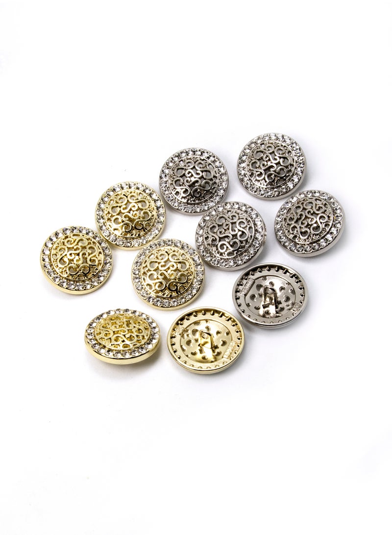 26PCS and 3 sizes Clothes Buttons - Nice Design Round Shaped Metal Button Set (Gold) - Image 3