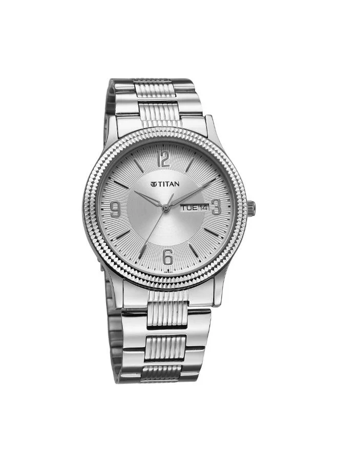 تيتان ساعة رجالية بعرض أنالوج وسوار ستانلس ستيل فضي