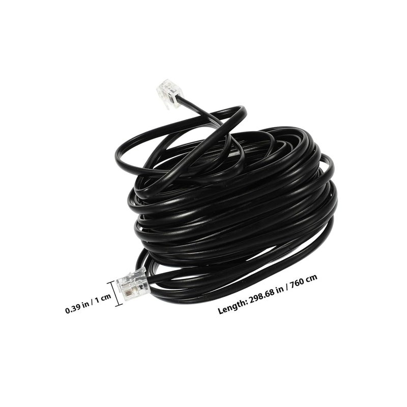 Kisangel 6M Rj11 Rj14 6P4C Telephone Cable Extension Cord for Landline Phones, Black Four-Core Phone Wire Compatible with Home and Office Telephone Systems - Image 2