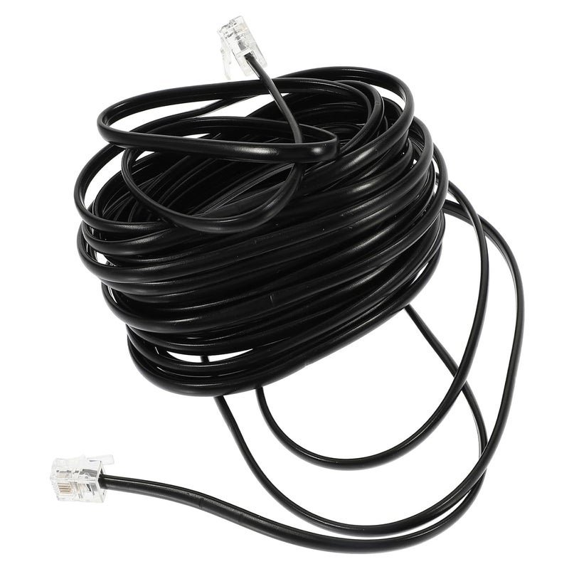 Kisangel 6M Rj11 Rj14 6P4C Telephone Cable Extension Cord for Landline Phones, Black Four-Core Phone Wire Compatible with Home and Office Telephone Systems - Image 1