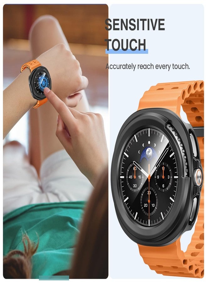 Tensea [2Pack for Samsung Galaxy Watch 8 Classic 2025 Screen Protector Case 46mm Accessories, Protective Face Cover for 46 mm, Hard Bumper Built-in Tempered Glass Film for Women Men - Image 5