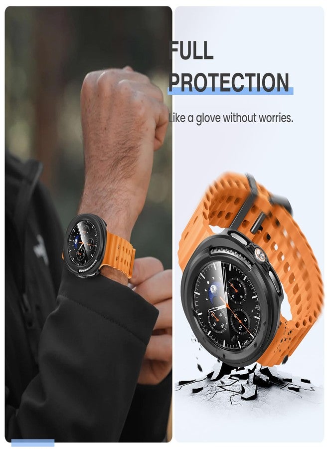 Tensea [2Pack for Samsung Galaxy Watch 8 Classic 2025 Screen Protector Case 46mm Accessories, Protective Face Cover for 46 mm, Hard Bumper Built-in Tempered Glass Film for Women Men - Image 3
