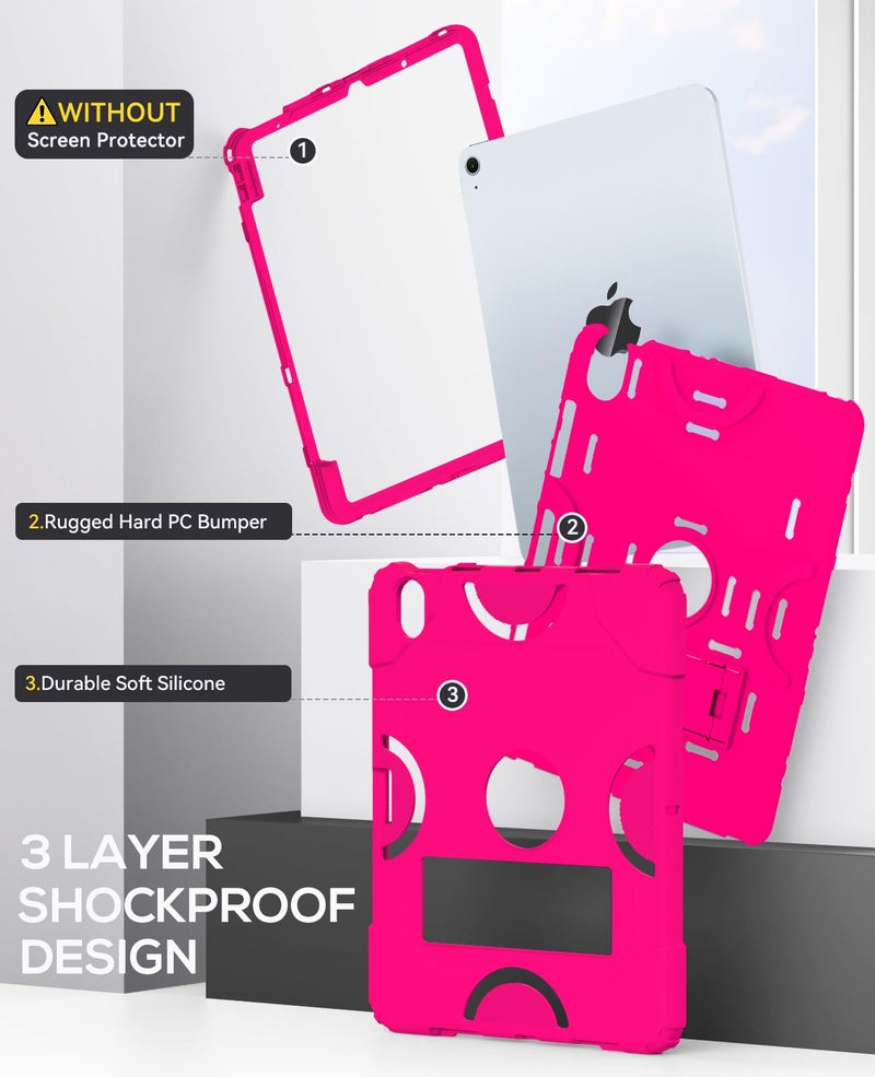 Cantis Case for iPad Air 11-inch (M3) 2025/ (M2) 2024, iPad Air 5th/4th Generation (2022/2020) 10.9 Inch, Heavy Duty Shockproof Rugged Protective for i Pad Air 11'', Hot Pink - Image 4