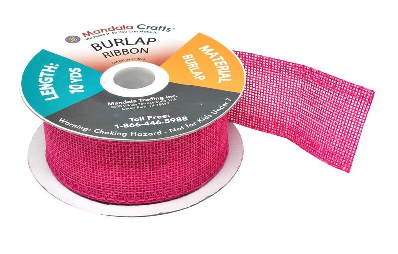 Mandala Crafts Hot Pink Burlap Ribbon 1.5 Inches Wide Jute Ribbons for Crafts - 20 Yds Roll Rustic Burlap Wrap Trim Ribbons for Wreaths Bows Wedding Party Decoration - Image 4
