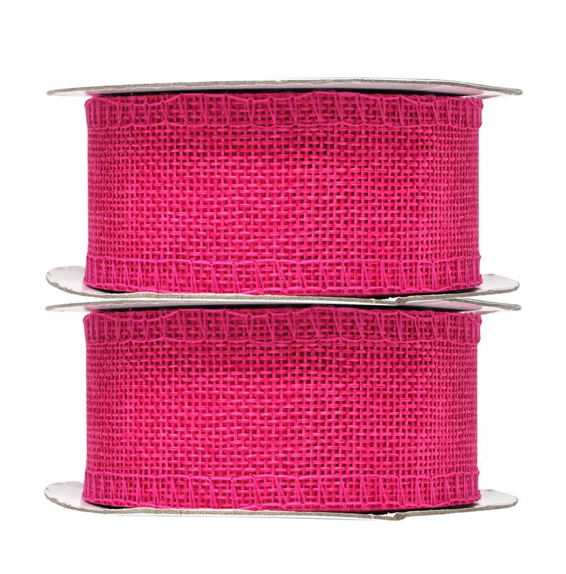 Mandala Crafts Hot Pink Burlap Ribbon 1.5 Inches Wide Jute Ribbons for Crafts - 20 Yds Roll Rustic Burlap Wrap Trim Ribbons for Wreaths Bows Wedding Party Decoration - Image 2