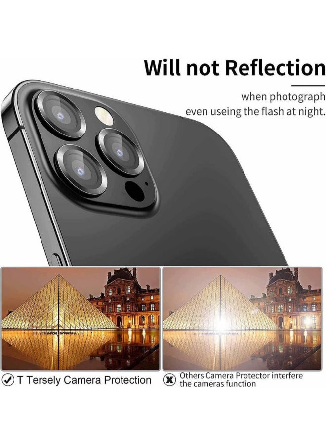 واقي عدسة Xzoom لأيفون 15 Pro / 15 Pro Max | زجاج سافير، خامة معدنية، شفاف، أسود - Image 2