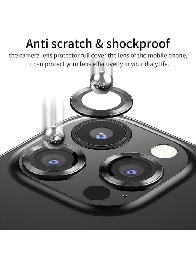 واقي عدسة Xzoom لأيفون 15 Pro / 15 Pro Max | زجاج سافير، خامة معدنية، شفاف، أسود - Image 3