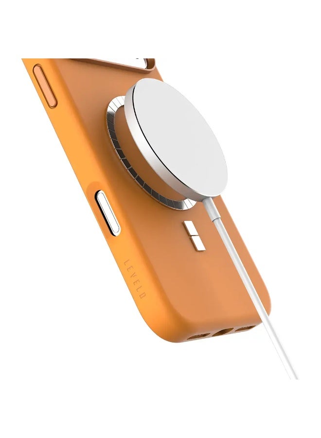 Levelo Iris MagSafe Liquid Silicone Case for iPhone 17 Pro Max - Orange - Image 3