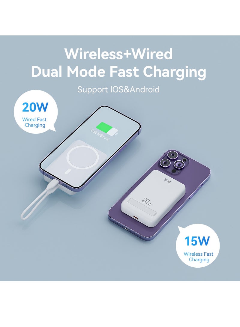 zime بنك طاقة مغناطيسي زيم، 10,000 مللي أمبير شاحن محمول مغناطيسي قابل للطي، 20 واط USB-C متوافق مع سلسلة آيفون 16/15/14/13/12 - Image 2