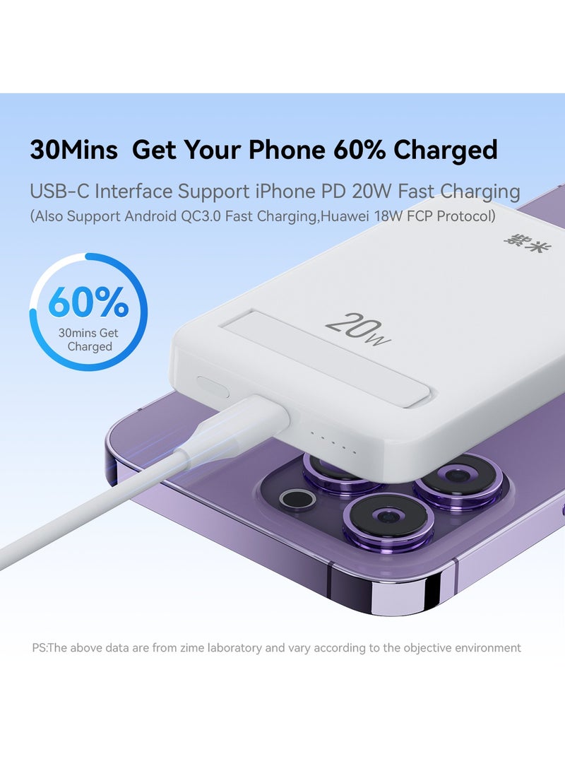 zime بنك طاقة مغناطيسي زيم، 10,000 مللي أمبير شاحن محمول مغناطيسي قابل للطي، 20 واط USB-C متوافق مع سلسلة آيفون 16/15/14/13/12 - Image 3