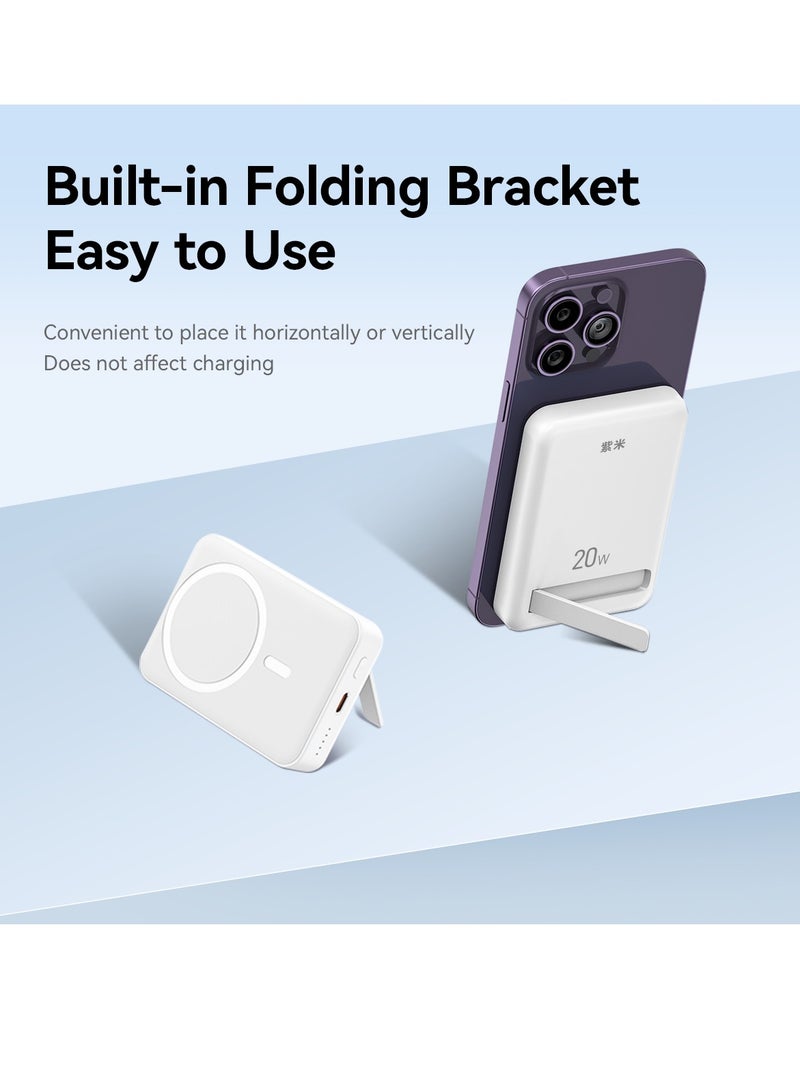 zime بنك طاقة مغناطيسي زيم، 10,000 مللي أمبير شاحن محمول مغناطيسي قابل للطي، 20 واط USB-C متوافق مع سلسلة آيفون 16/15/14/13/12 - Image 5