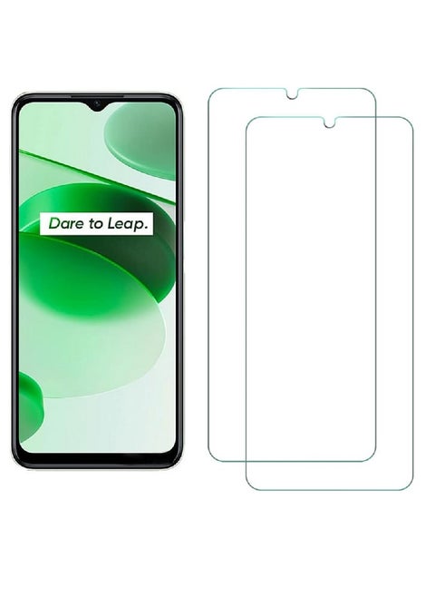 2 Pieces Tempered Glass Screen Protector Clear Designed For Realme C35 Full Screen Coverage And Bubble Free