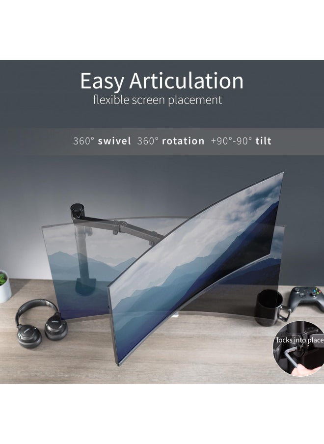 vivo - VIVO Single Monitor Arm Desk Mount, Holds Screens up to 32 inch Regular and 38 inch Ultrawide, Fully Adjustable Stand with C-Clamp and Grommet Base, VESA 75x75mm or 100x100mm, Black, STAND-V001 - Image 1