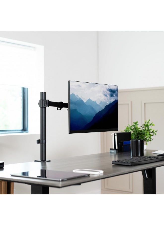 vivo - VIVO Single Monitor Arm Desk Mount, Holds Screens up to 32 inch Regular and 38 inch Ultrawide, Fully Adjustable Stand with C-Clamp and Grommet Base, VESA 75x75mm or 100x100mm, Black, STAND-V001 - Image 1