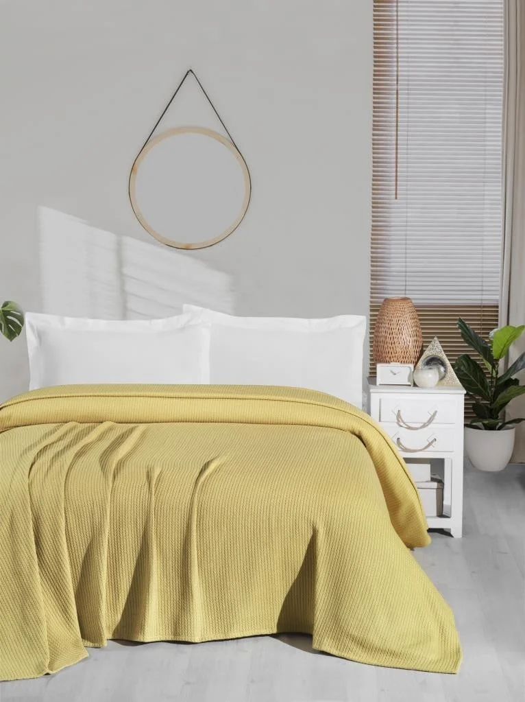 مولبيري Knitted Pique Knitted Blanket 100% Cotton Thick Yarn Soft Single 170*240