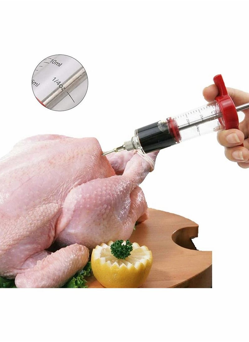 ماركة غير محددة Meat Injector, Marinade Food Syringe, Syringe for Beef Steak BBQ, 30 Milliliter, 1 Ounce, with 3 Needle (Red)  - Image 4