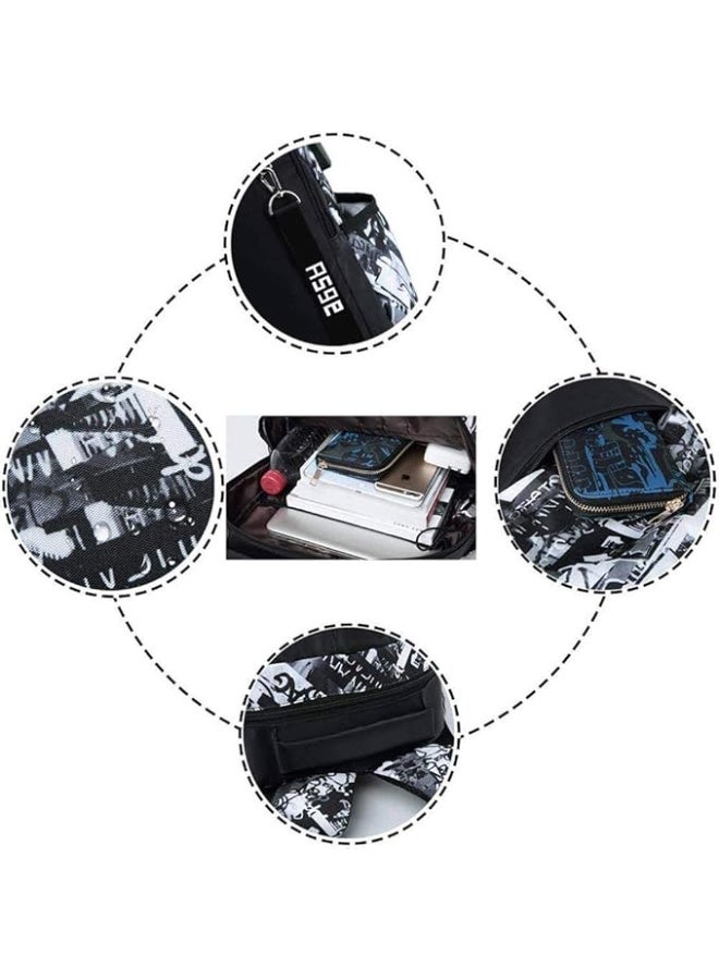 Oxford Fabric School Backpack For Boys, School Backpack With Print, Teenager School Bag, Outdoor Reflective Daypack, grey - Image 4