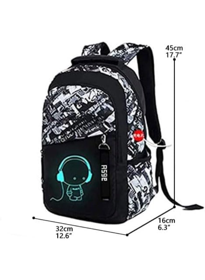 Oxford Fabric School Backpack For Boys, School Backpack With Print, Teenager School Bag, Outdoor Reflective Daypack, grey - Image 2