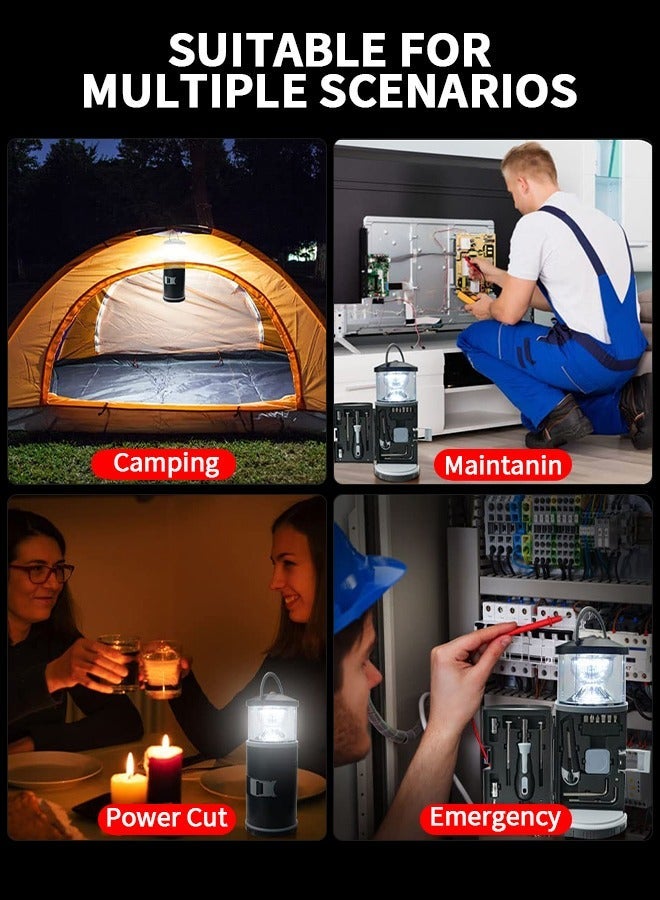 GROIC 2 in 1 LED Camping Lantern with Tool Kits, Battery Operated 11 PCS Tools, Portable Emergency Light for Storm Outages Your House Car Workbench  - Image 4