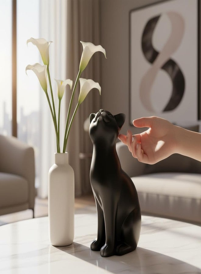 Comfy Hour 9" Cat Statue for Home Decor, Decorative Black Cat Figurines, Artisan Crafted Sitting Feline Sculpture, Unique Cat Lover Present for Women, Polyresin Desktop Accent, 1 Unit - Image 2