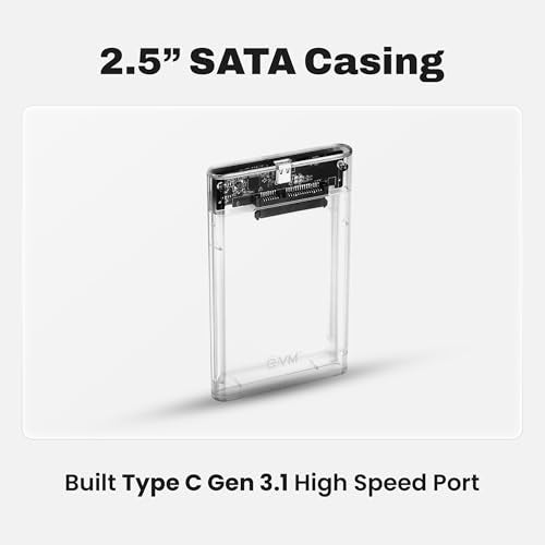 EVM 2.5 Inch SATA SSD HDD Enclosure USB C | 5Gbps High Speed | External Hard Drive Case | Dual Cable Type-C USB | Supports 4TB | Portable for Laptop PC | 1 Year Warranty (ESC/TP02) - Image 2