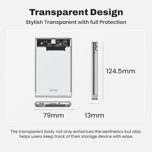EVM 2.5 Inch SATA SSD HDD Enclosure USB C | 5Gbps High Speed | External Hard Drive Case | Dual Cable Type-C USB | Supports 4TB | Portable for Laptop PC | 1 Year Warranty (ESC/TP02) - Image 3