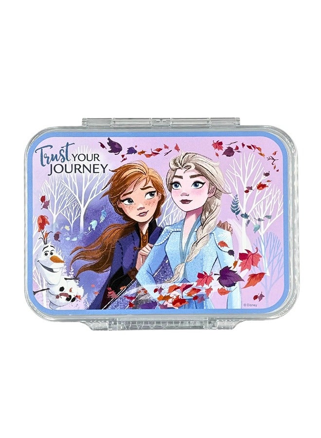 Disney Tiny Wheel Elsa & Anna Transparent Kids Bento Lunch Box, 4-Compartment Tritan School Food Container with Integrated Lock, Leak-Proof & BPA-Free - Image 1