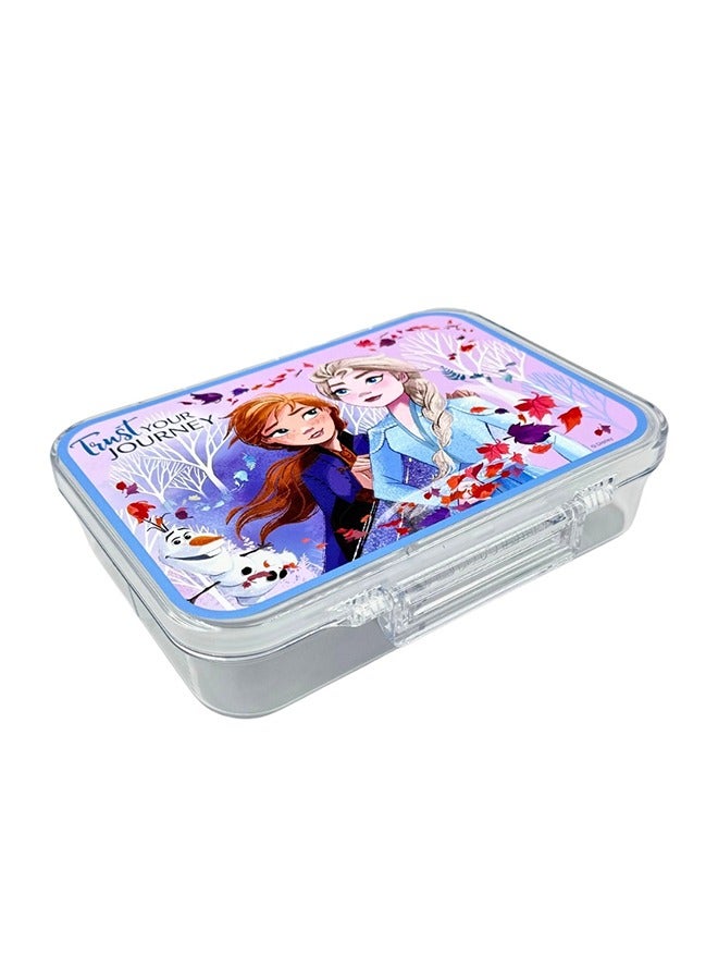 Disney Tiny Wheel Elsa & Anna Transparent Kids Bento Lunch Box, 4-Compartment Tritan School Food Container with Integrated Lock, Leak-Proof & BPA-Free - Image 2