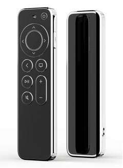 Remote Cover，TPU Soft Case Compatible with Apple Siri Remote, Prevent Scratches and Provide Drop Protection, Black with Silver Edge